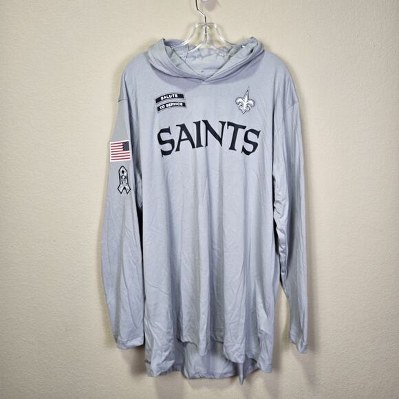 NFL Nike New Orleans Saints Men XXL Salute To Service Lightweight Hoodie T-Shirt - Picture 1 of 16